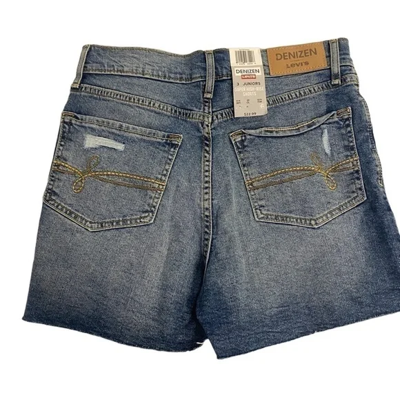 NWT Denizen distressed 5 pocket high waisted Levi jean shorts juniors size 3 - Picture 2 of 6